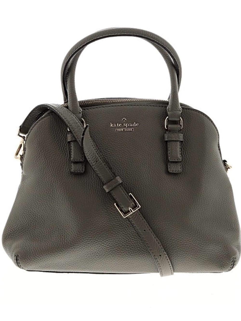 kate spade Pebbled Gray Leather Satchel with Gold Hardware